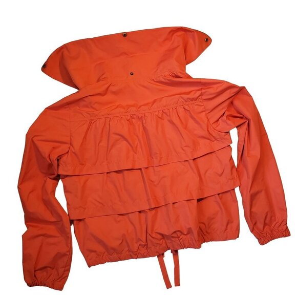 Loft Coral Colored 3 Tier Ruffled Raincoat Windbreaker SZ SM - Picture 2 of 8